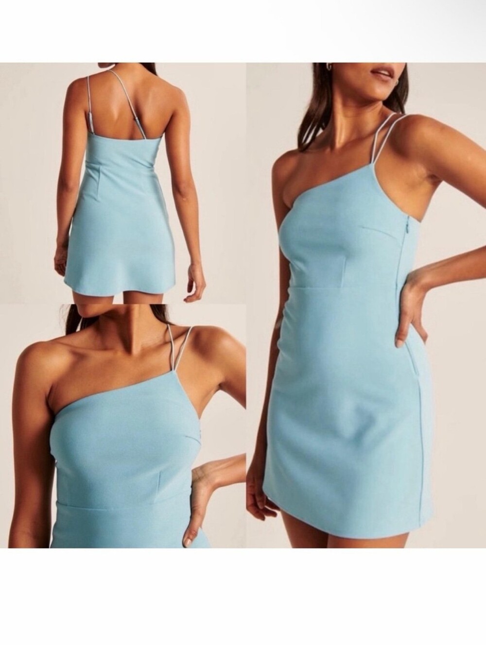 Abercrombie & Fitch Utility Skort Mini Dress Light Blue One-Shoulder Size Medium